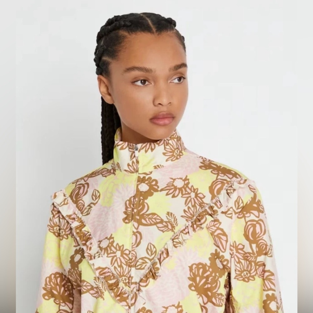 Tory Burch Sport French Cream RUFFLE WINDBREAKER Small - Picture 6 of 10